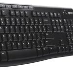 Wireless black keyboard and mouse set for efficient computing and ergonomic design