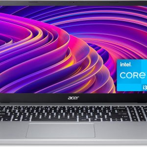 Acer laptop with vibrant screen, Intel Core i3 label; sleek design for modern computing needs