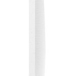 Side view of a sleek white speaker on a modern silver stand, showcasing slim design and minimalist style