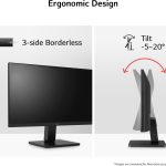 Ergonomic monitor design with 3-side borderless screen and tilt adjustment from -5 to 20 degrees