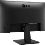 Back view of an LG monitor with a sleek black design and sturdy stand