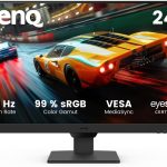BenQ 24 monitor with 100Hz refresh rate, 99% sRGB color gamut, VESA MediaSync, and Eyesafe certification
