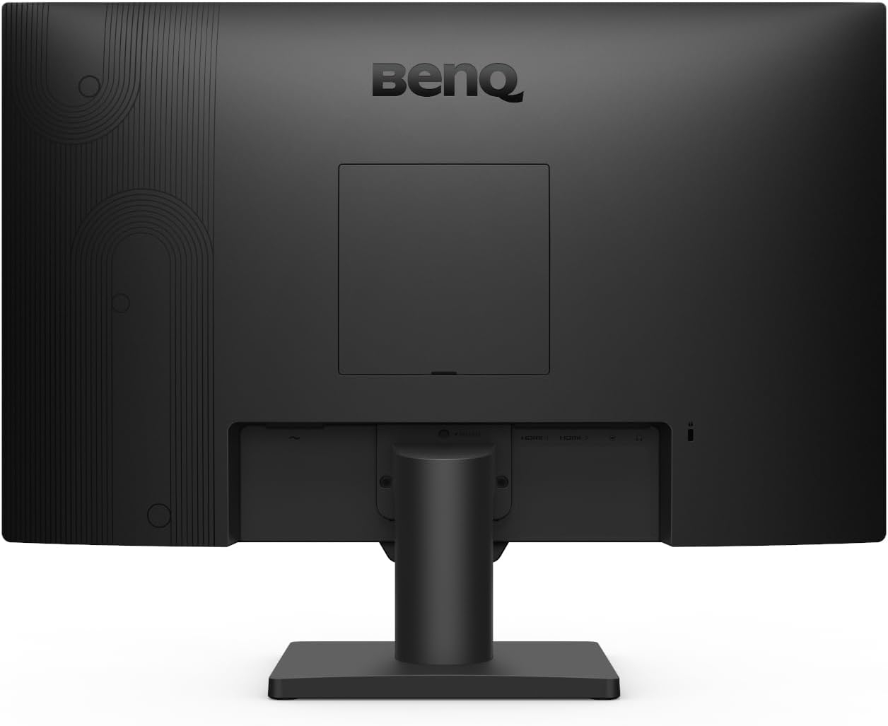 Back view of a BenQ monitor showing ports and sleek design, ideal for modern home office setups