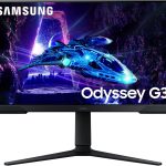 Samsung Odyssey G3 gaming monitor with futuristic spaceship graphic on screen