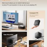 Compact PC with space-saving wall mount design for a streamlined, clutter-free desk setup behind monitor or TV
