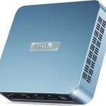 Compact blue mini PC with USB and Type-C ports, branded Trycoo, ideal for efficient, modern computing