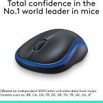 Black and blue computer mouse, No.1 world leader in sales, emphasizes confidence, based on 2023 retail data