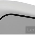 Lenovo wireless mouse in sleek white design, ergonomic side view for efficient computing