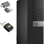 Black Dell desktop tower with various USB adapters including Type-C and WiFi dongle for enhanced connectivity